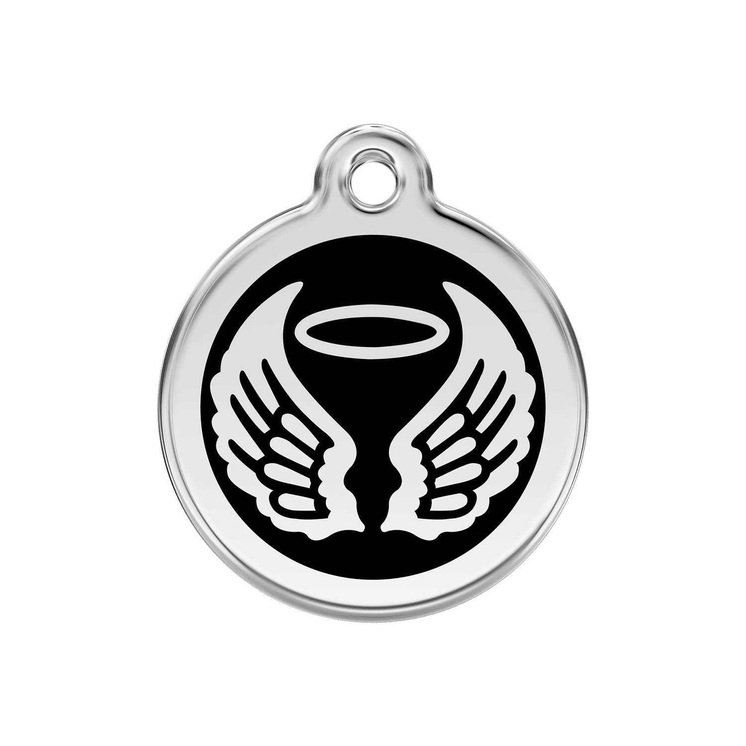 Vue avant - Médaille personnalisée Red Dingo Émail et acier inoxydable - Ailes d'anges - Noir - Größe M - Réf. 01-AW-BB-ME