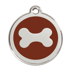 Braune Knochen Hundemarke L aus Emaille und Edelstahl