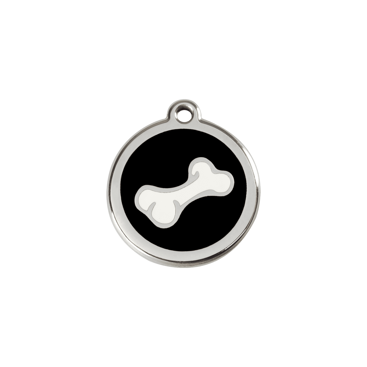 Vue avant - Médaille personnalisée Red Dingo Émail/Acier inoxydable - Os noir - Größe S