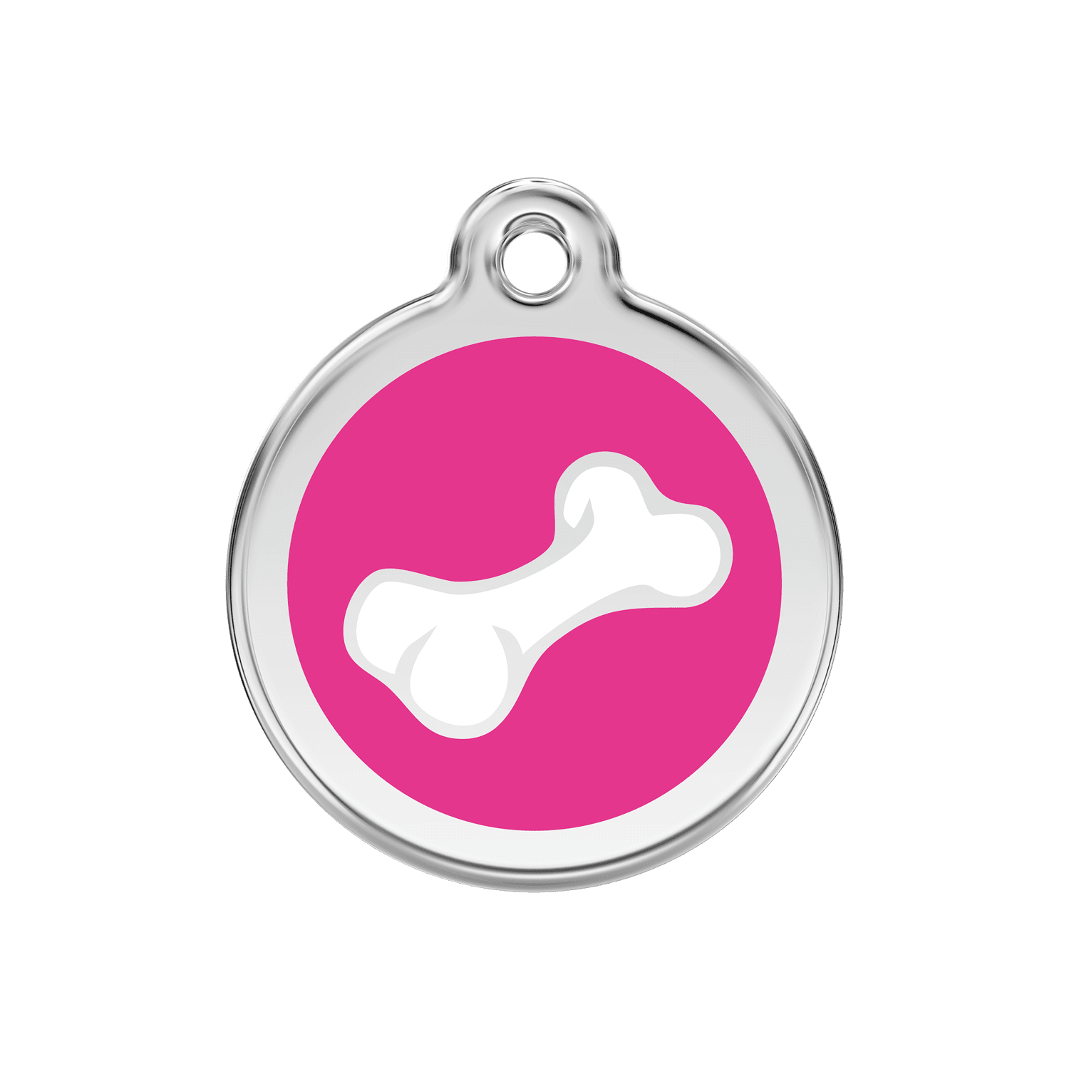 Vue avant - Médaille personnalisée pour chien Red Dingo Émail et acier inoxydable Os rose vif - Größe M