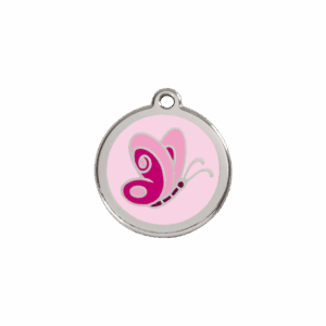 Katzenmarke Schmetterling Rosa S aus Emaille und Edelstahl