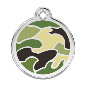 Hundemarke Camouflage Grün Größe L aus Emaille und Edelstahl