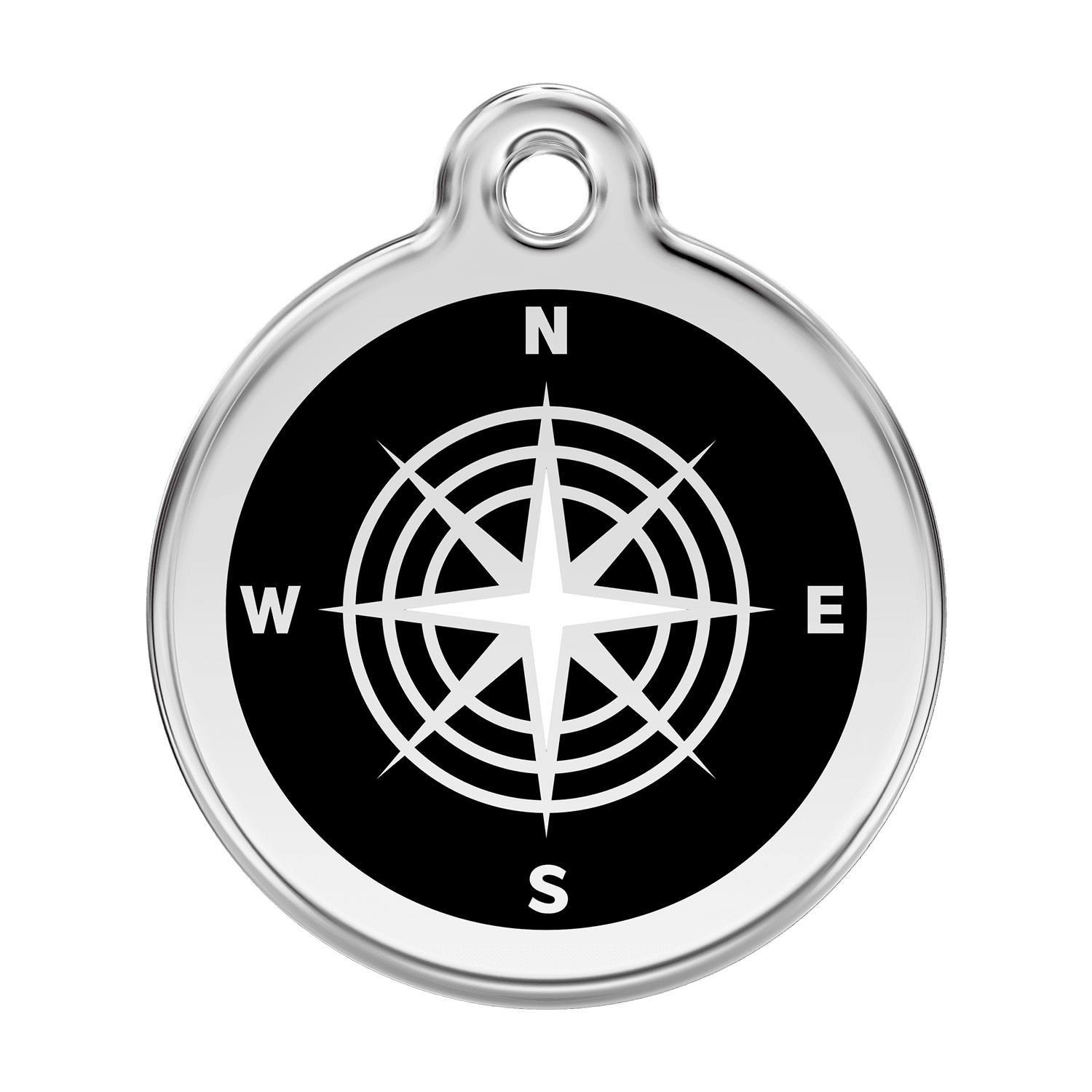 Vue avant - Médaille personnalisable pour chien en émail et acier inoxydable avec motif boussole - Red Dingo - Größe L