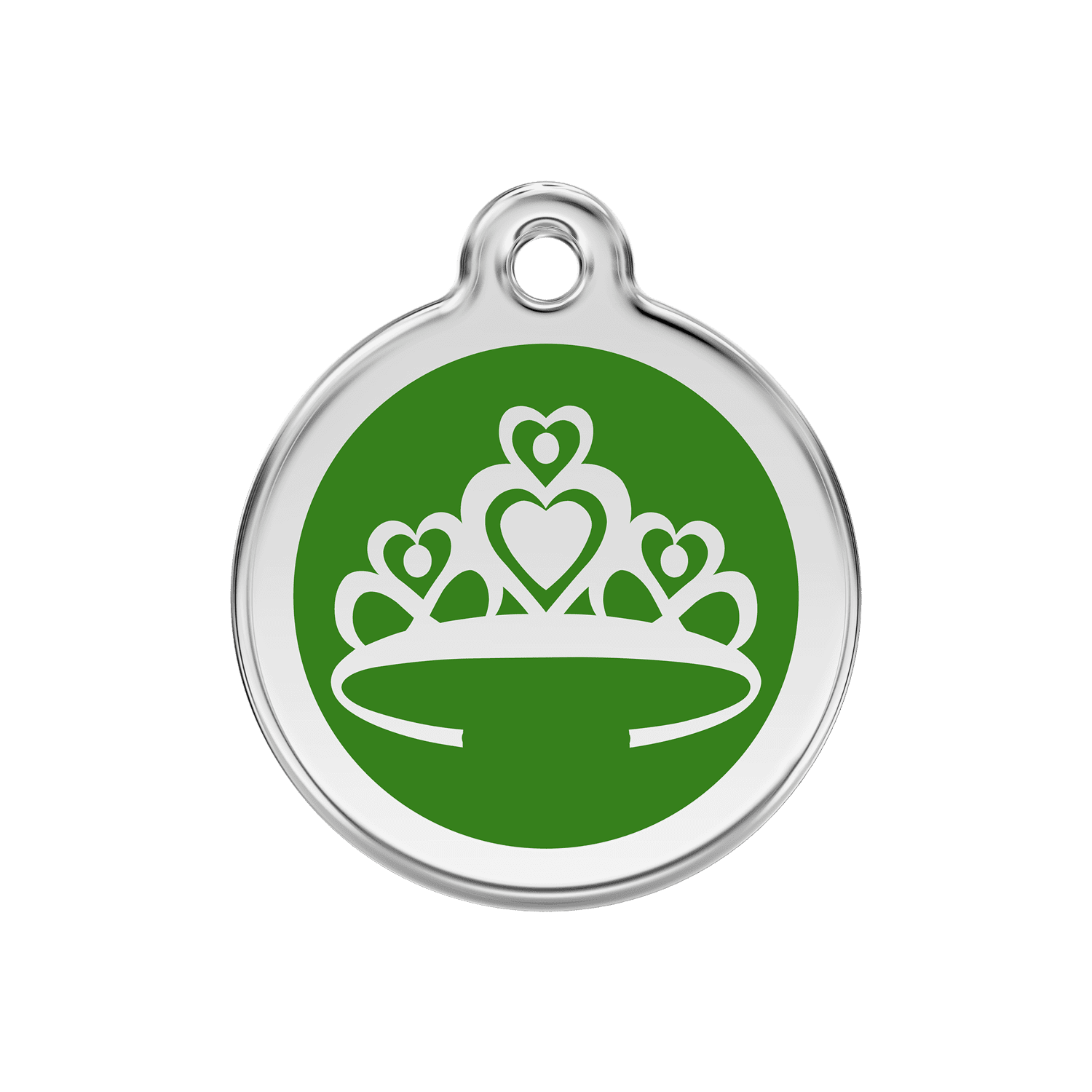 Vue avant - Médaille personnalisable pour chien Red Dingo Couronne Vert M 30.00mm - 01-CR-GR-ME