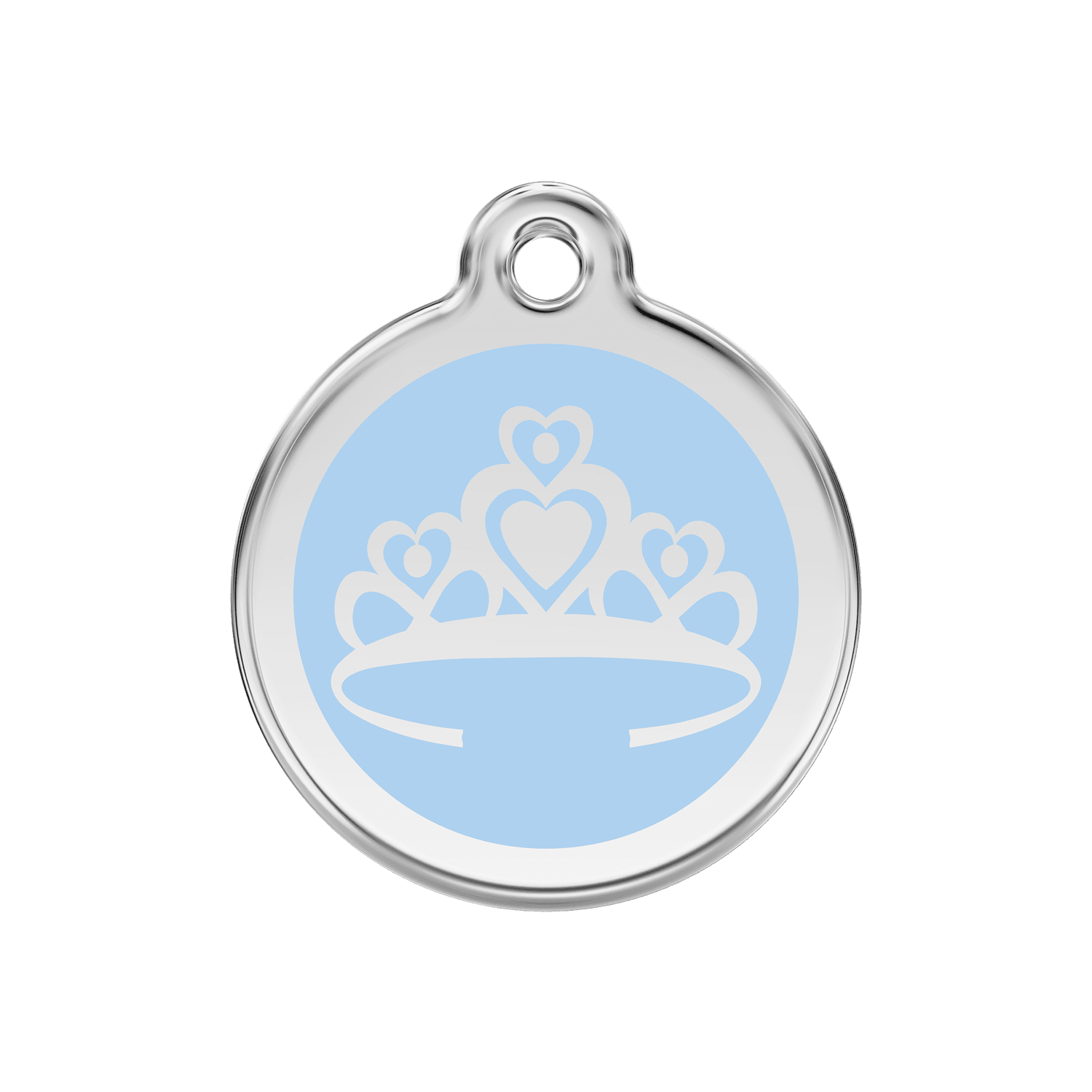 Vue avant - Médaille personnalisable pour chien Red Dingo Couronne Bleu Clair 30mm