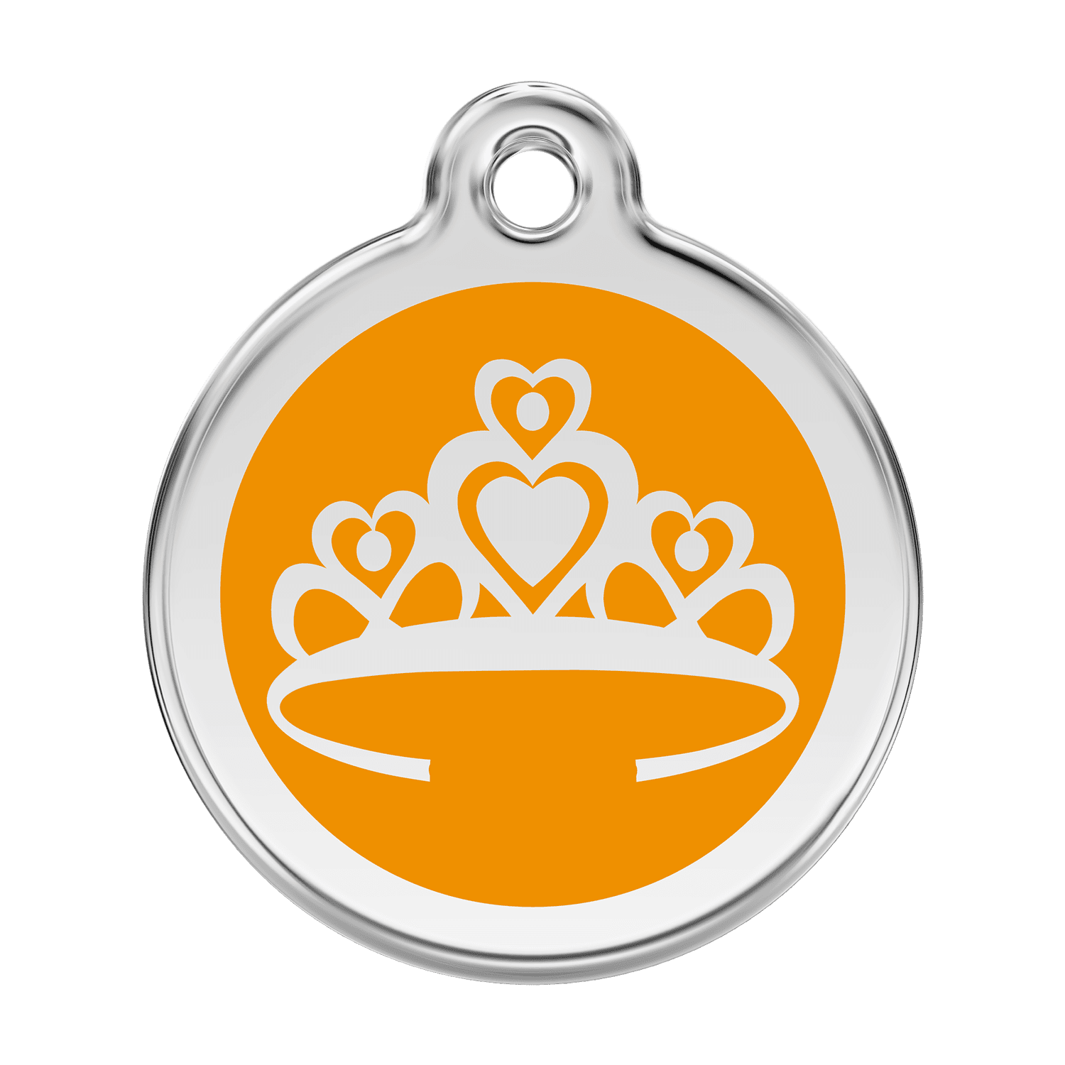 Vue avant - Médaille personnalisée pour chien Red Dingo Couronne Orange L - Gravure incluse