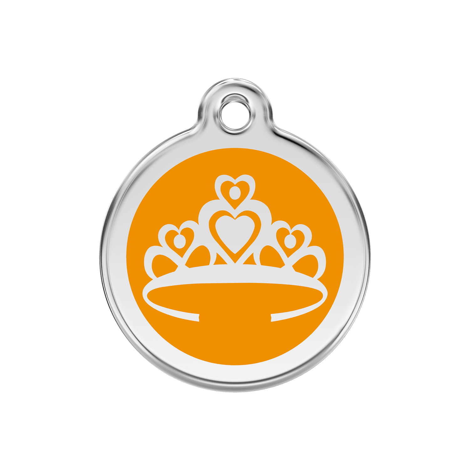 Vue avant - Médaille personnalisée pour chien Red Dingo Émail Couronne Orange M - 01-CR-OR-ME