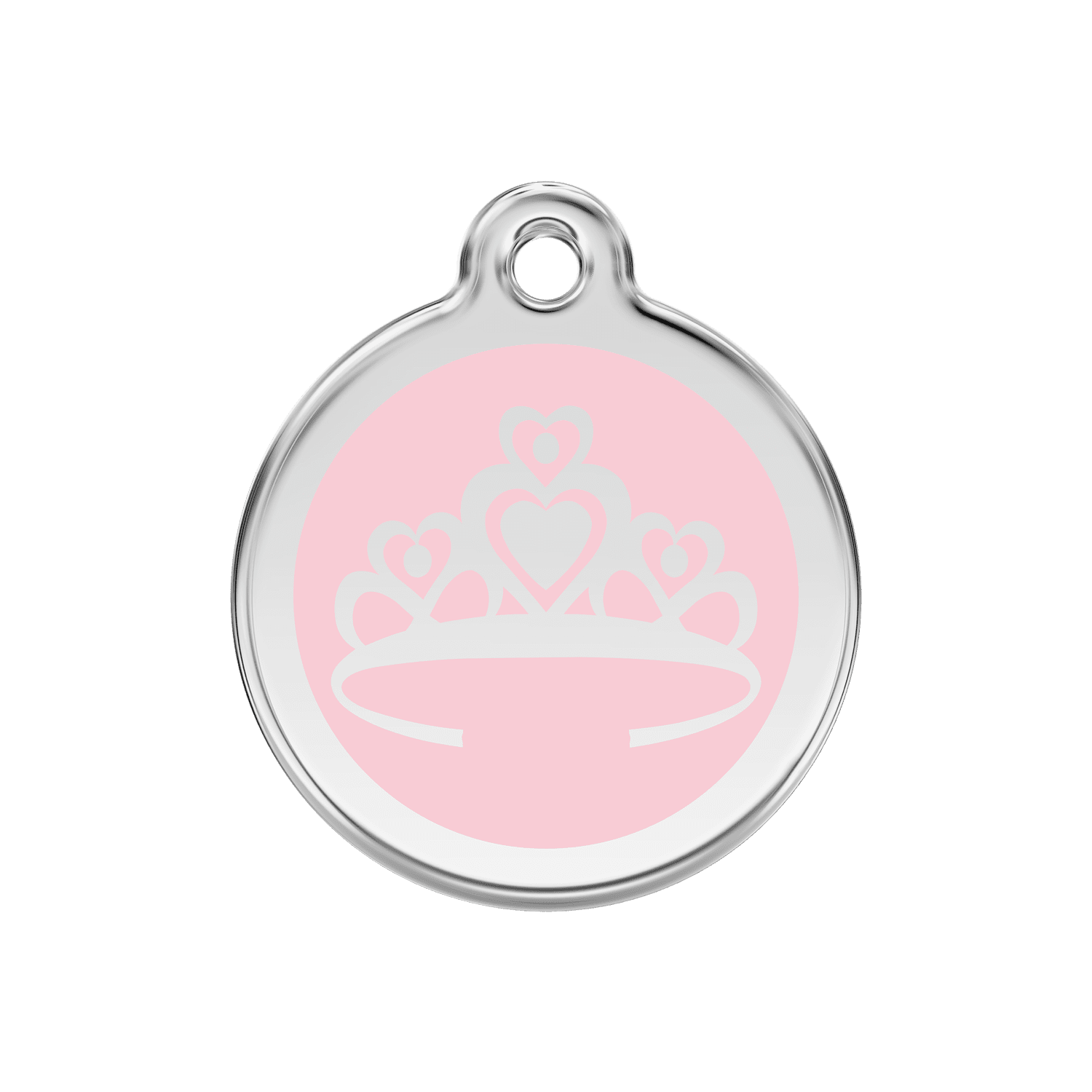 Vue avant - Médaille personnalisée pour chien/chat Red Dingo Couronne Rose M - 01-CR-PK-ME