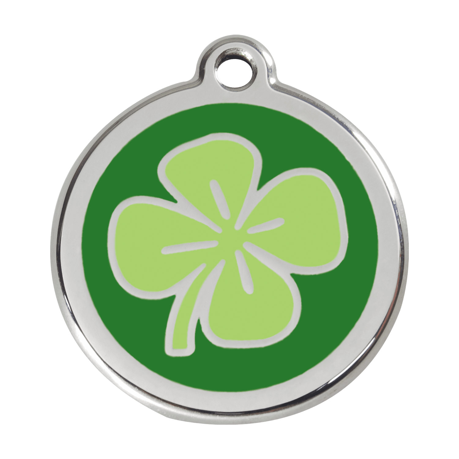 Vue avant - Médaille personnalisée pour chien Red Dingo - Trèfle vert - Größe L - Gravure incluse