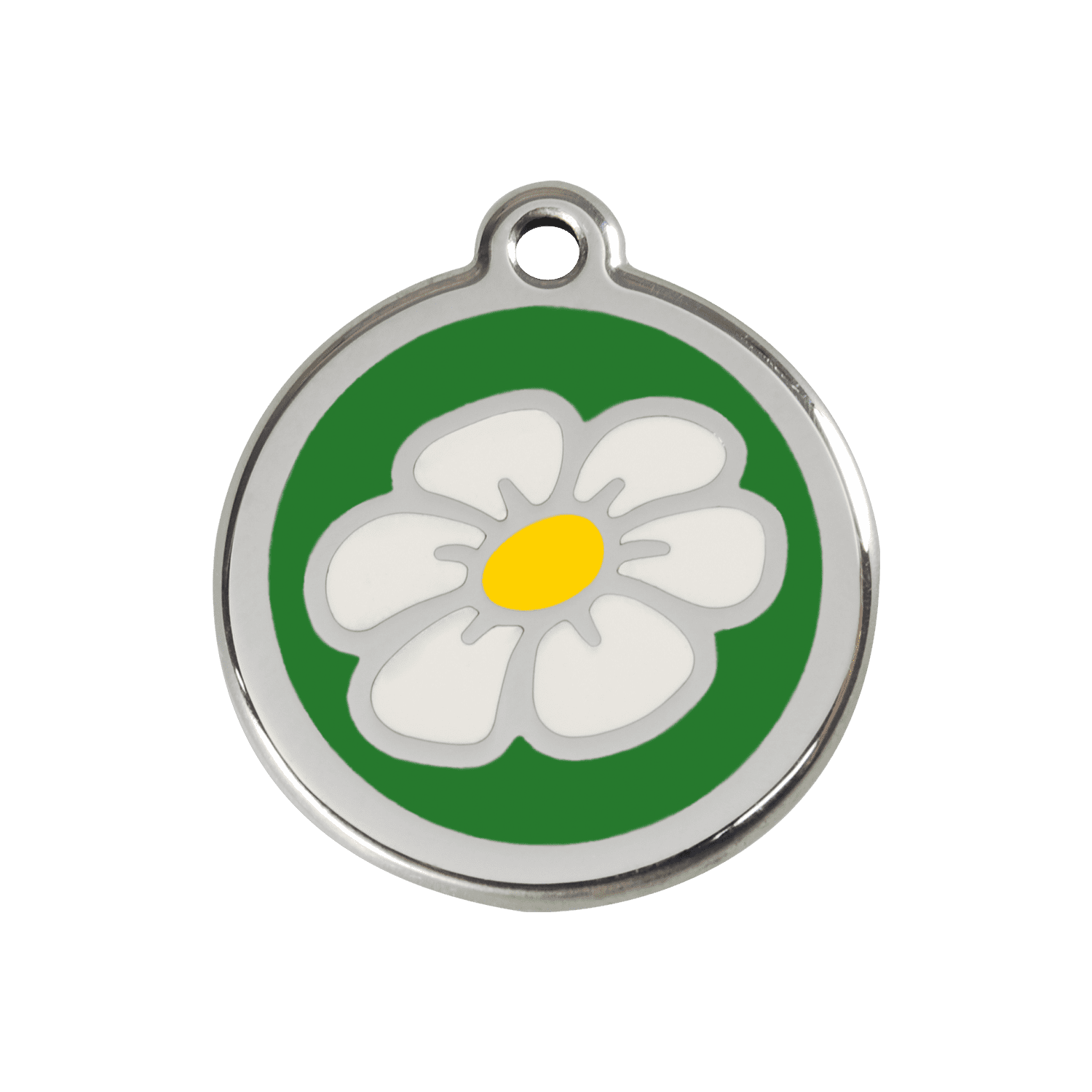 Vue avant - Médaille personnalisable pour chien ou chat - Red Dingo Marguerite Vert - Größe M