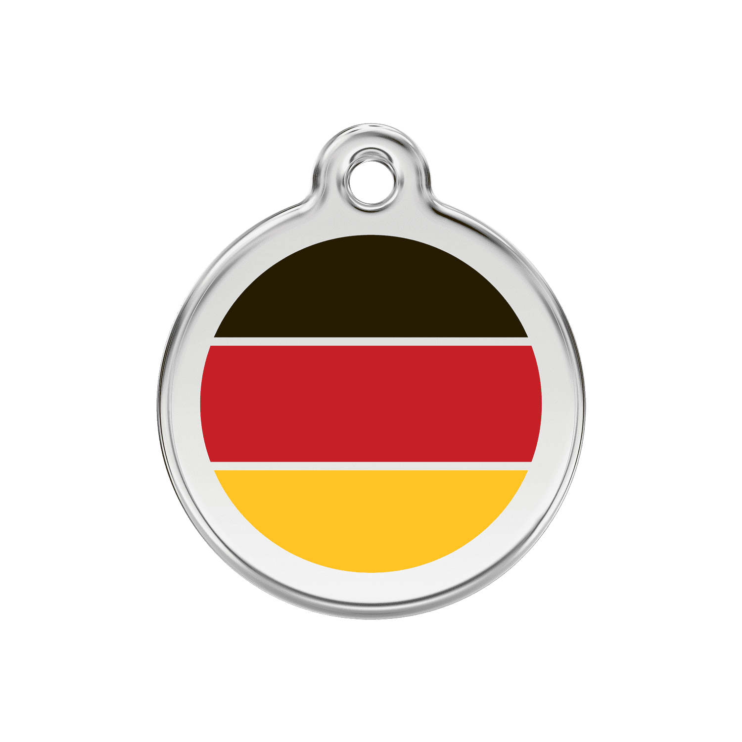 Vue avant - Médaille personnalisée pour chien Red Dingo drapeau allemand - Émail et acier inoxydable - Größe M