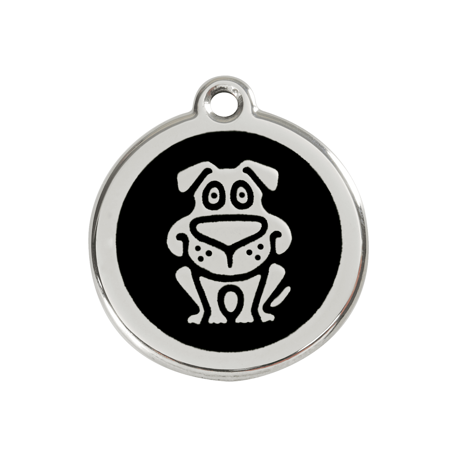 Vue avant - Médaille personnalisée pour chien en émail et acier inoxydable - Red Dingo - Noir - Größe M