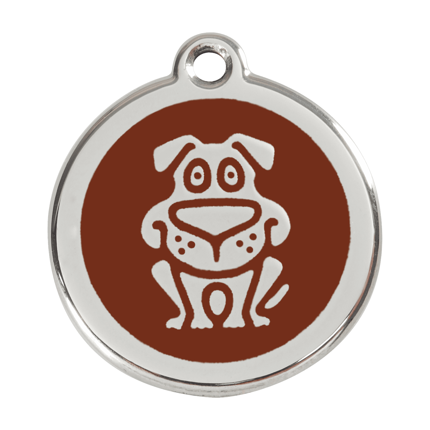 Vue avant - Médaille personnalisée pour chien Red Dingo en émail et acier inoxydable - Motif chien brun - Größe L 38.00mm