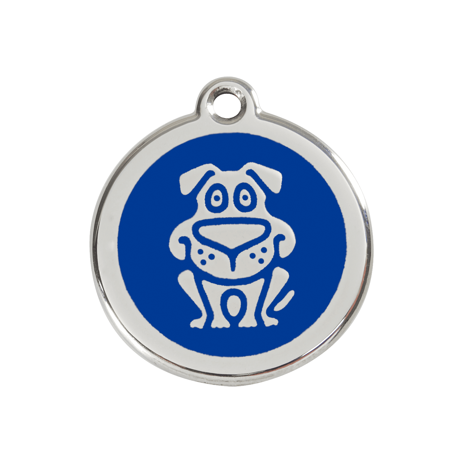 Vue avant - Médaille personnalisée pour chien en émail et acier inoxydable - Red Dingo - Motif chien - Bleu foncé - Größe M