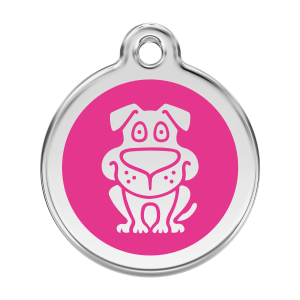 Hundemarke mit Hundemotiv in leuchtendem Rosa, Größe L