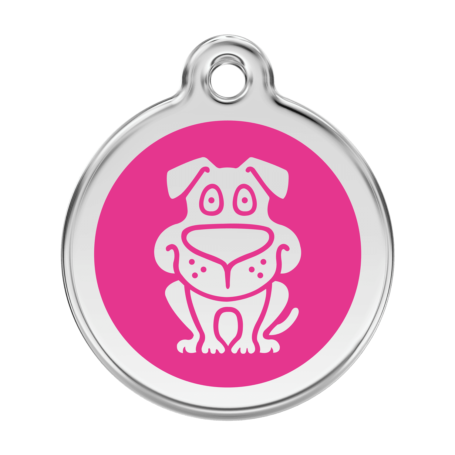 Vue avant - Médaille personnalisée pour chien Red Dingo en émail et acier inoxydable - Rose vif - Größe L