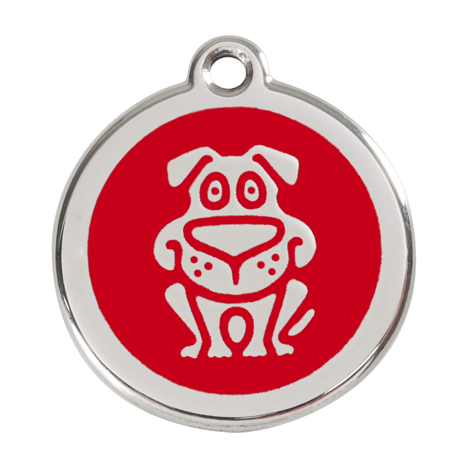 Vue avant - Médaille personnalisée pour chien Red Dingo Émail et acier inoxydable - Motif chien - Rouge - Größe L