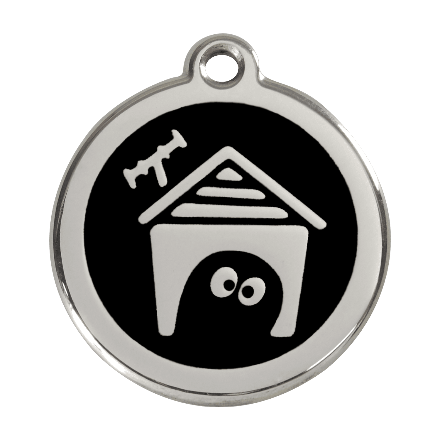Vue avant - Médaille personnalisable pour chien en émail et acier inoxydable Red Dingo - Design Niche - Noir - Größe L