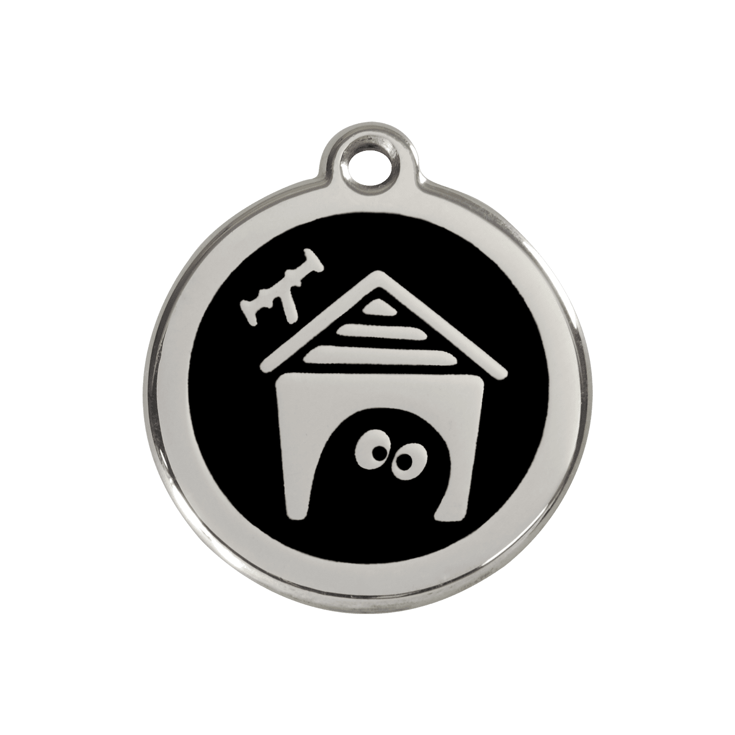 Vue avant - Médaille personnalisée pour chien en émail et acier inoxydable - Red Dingo - Noir - Größe M