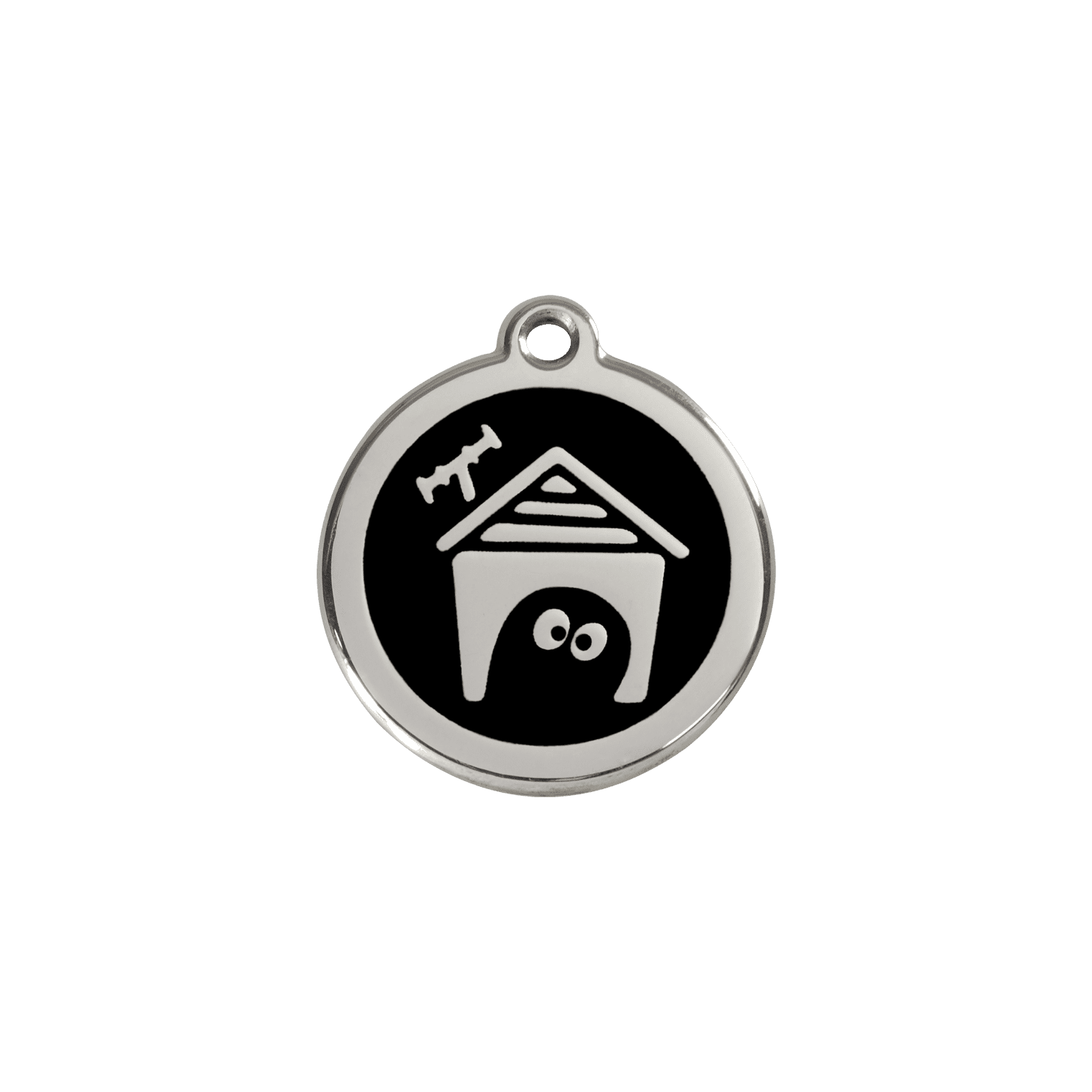 Vue avant - Médaille personnalisée pour chien/chat Red Dingo Émail/Acier inoxydable - Motif Niche - Noir - Größe S