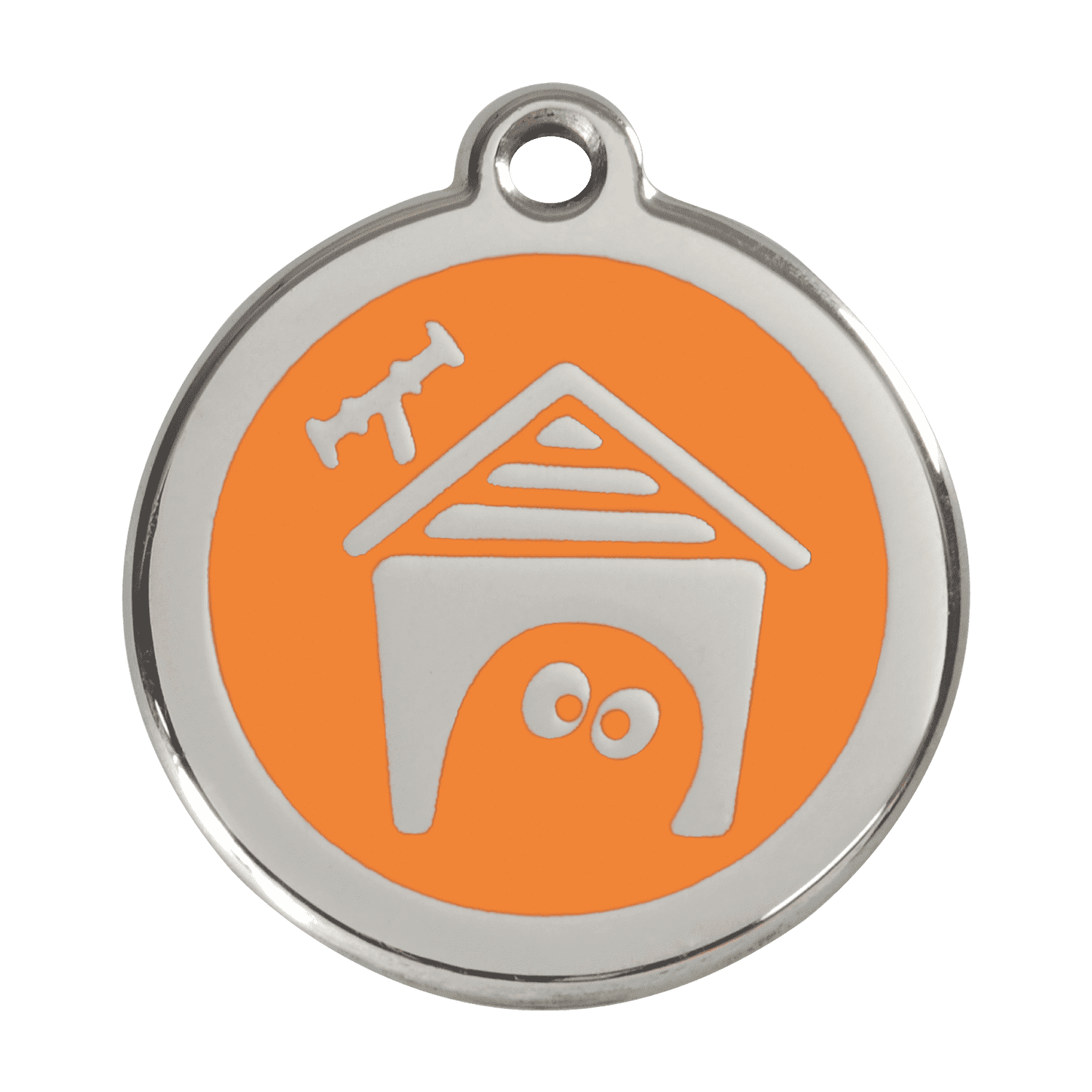 Vue avant - Médaille personnalisée pour chien Red Dingo en émail et acier inoxydable - Orange - Größe L