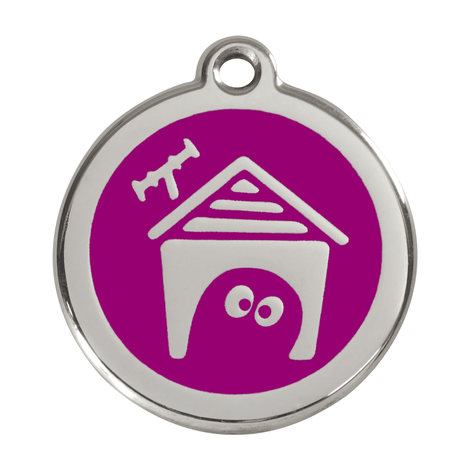 Vue avant - Médaille personnalisée pour chien Red Dingo en émail et acier inoxydable - Violet - Größe L
