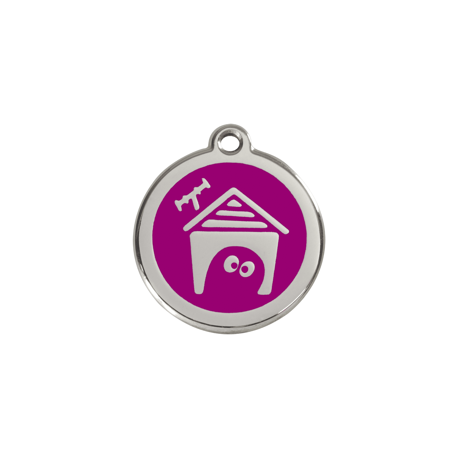 Vue avant - Médaille personnalisée pour chien/chat Red Dingo violet en émail et acier inoxydable - Größe S - Réf : 01-DH-PU-SM