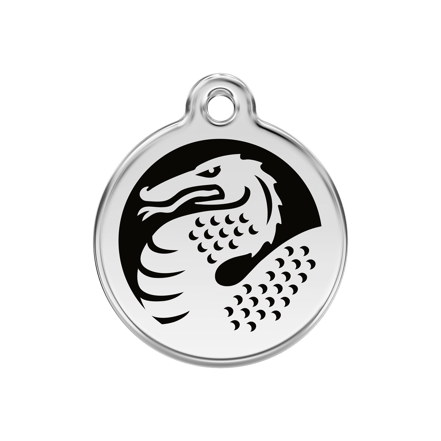 Vue avant - Médaille personnalisable pour chien en émail et acier inoxydable avec motif dragon - Red Dingo - Noir - Größe M