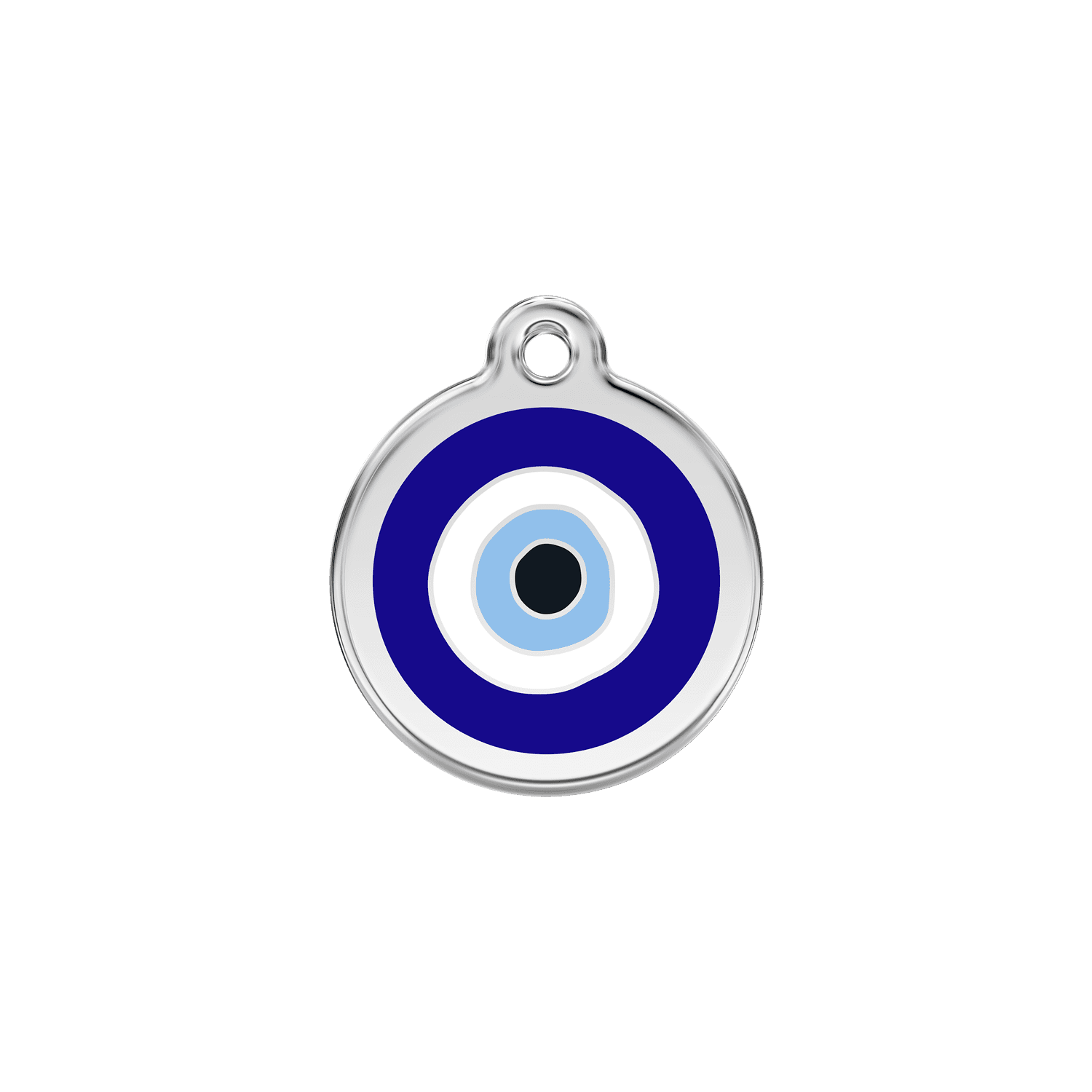 Vue avant - Médaille personnalisée pour chien/chat Red Dingo Émail/Acier inoxydable - Motif Mauvais œil - Bleu foncé - Größe S