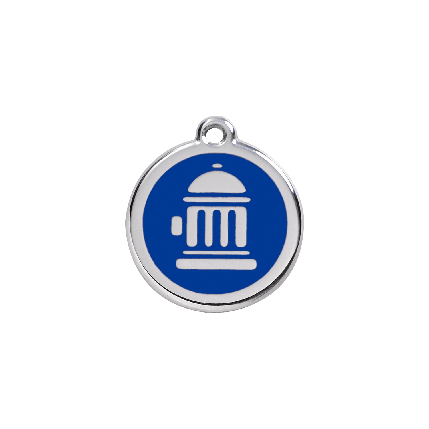 Vue avant - Médaille personnalisée pour chien/chat Red Dingo - Bouche d'incendie bleu foncé - Größe S - Gravure incluse