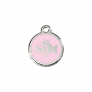 Katzenmarke Fisch Klein aus Emaille und Edelstahl in Rosa