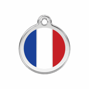 Hundemarke Weiß Französische Flagge Emaille Edelstahl Mittel