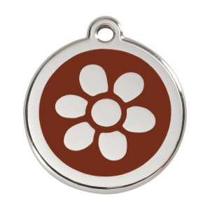 Hundemarke Blume Größe L braunes Emaille und Edelstahl