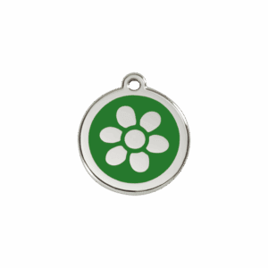 Katzenmarke Blume Grün aus Emaille und Edelstahl, Klein