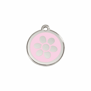 Katzenmarke Blume aus rosa Emaille und Edelstahl, Klein