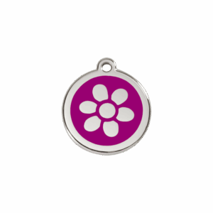 Katzenmarke Blume aus violettem Emaille, Klein 20 mm