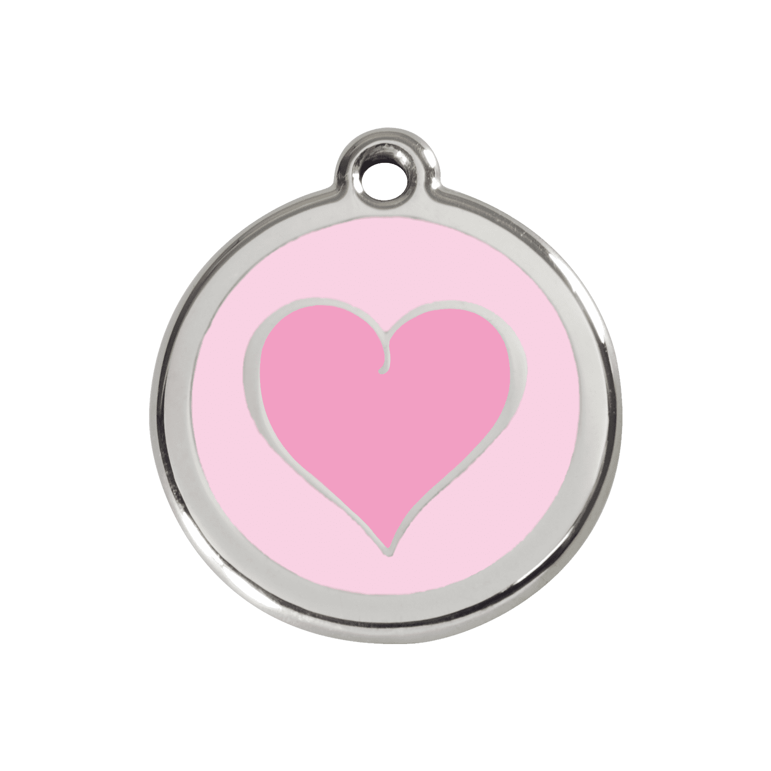 Vue avant - Médaille personnalisée pour chien/chat Red Dingo Émail/Acier inoxydable Coeur rose 30mm - Rose - Größe M - Réf : 01-HK-PK-ME