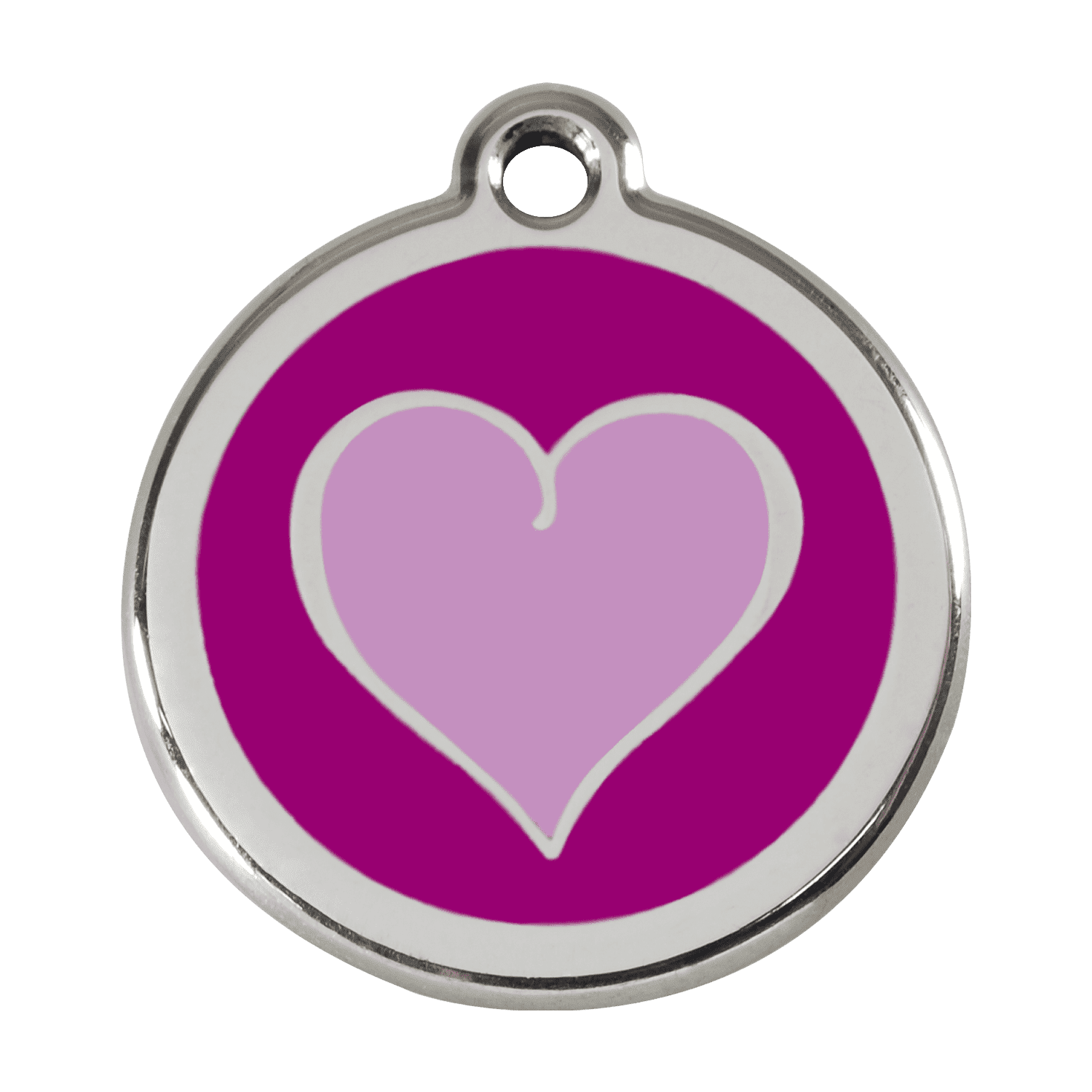 Vue avant - Médaille personnalisée pour chien Red Dingo Coeur violet - Größe L - Réf : 01-HP-PU-LG