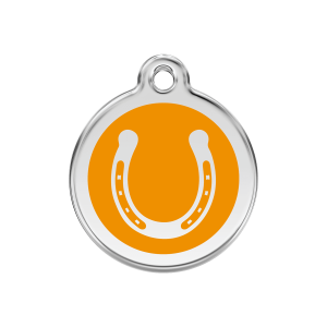Hundemarke Hufeisen Orange M 30 mm Emaille & Edelstahl