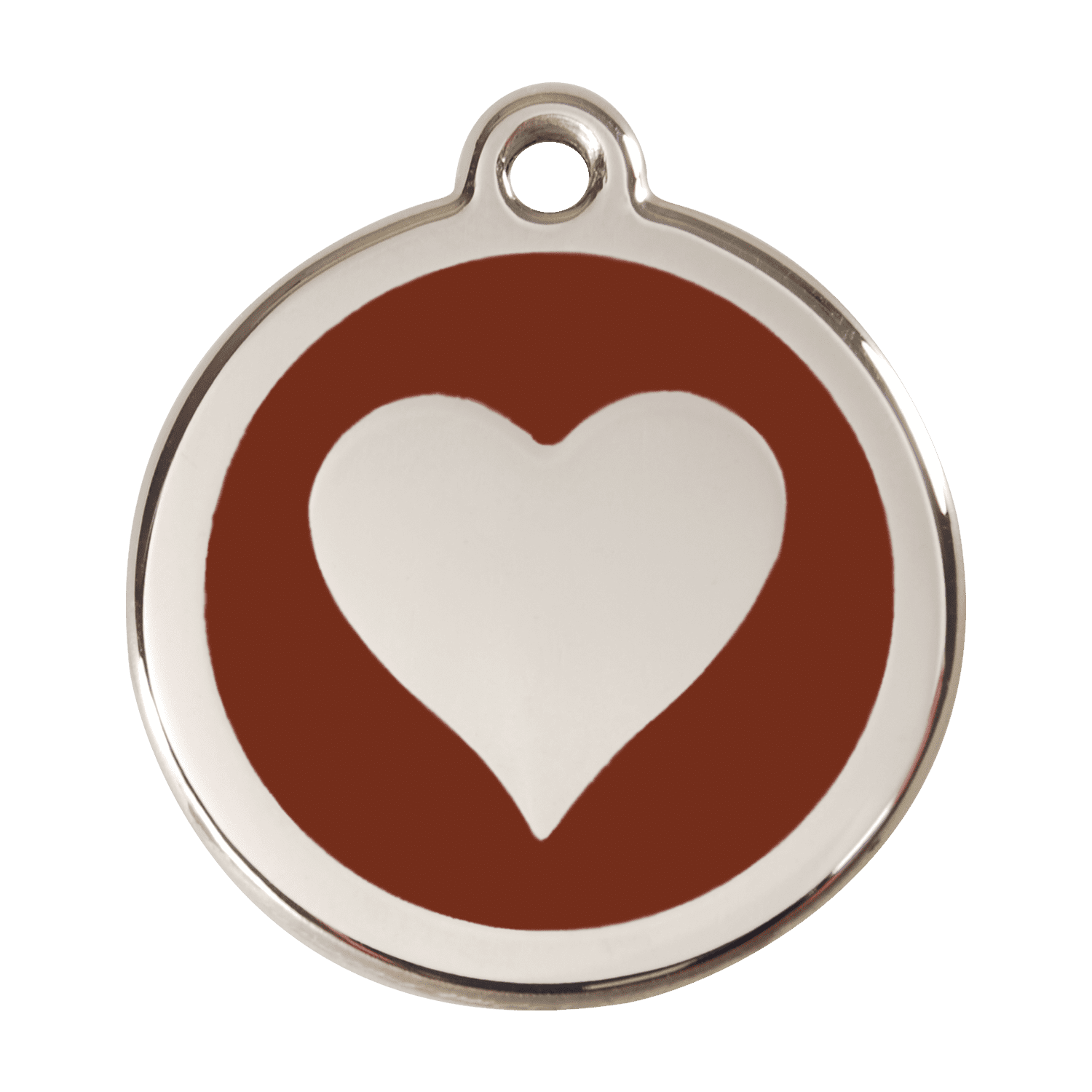 Vue avant - Médaille personnalisée pour chien Red Dingo cœur brun en émail et acier inoxydable - Größe L