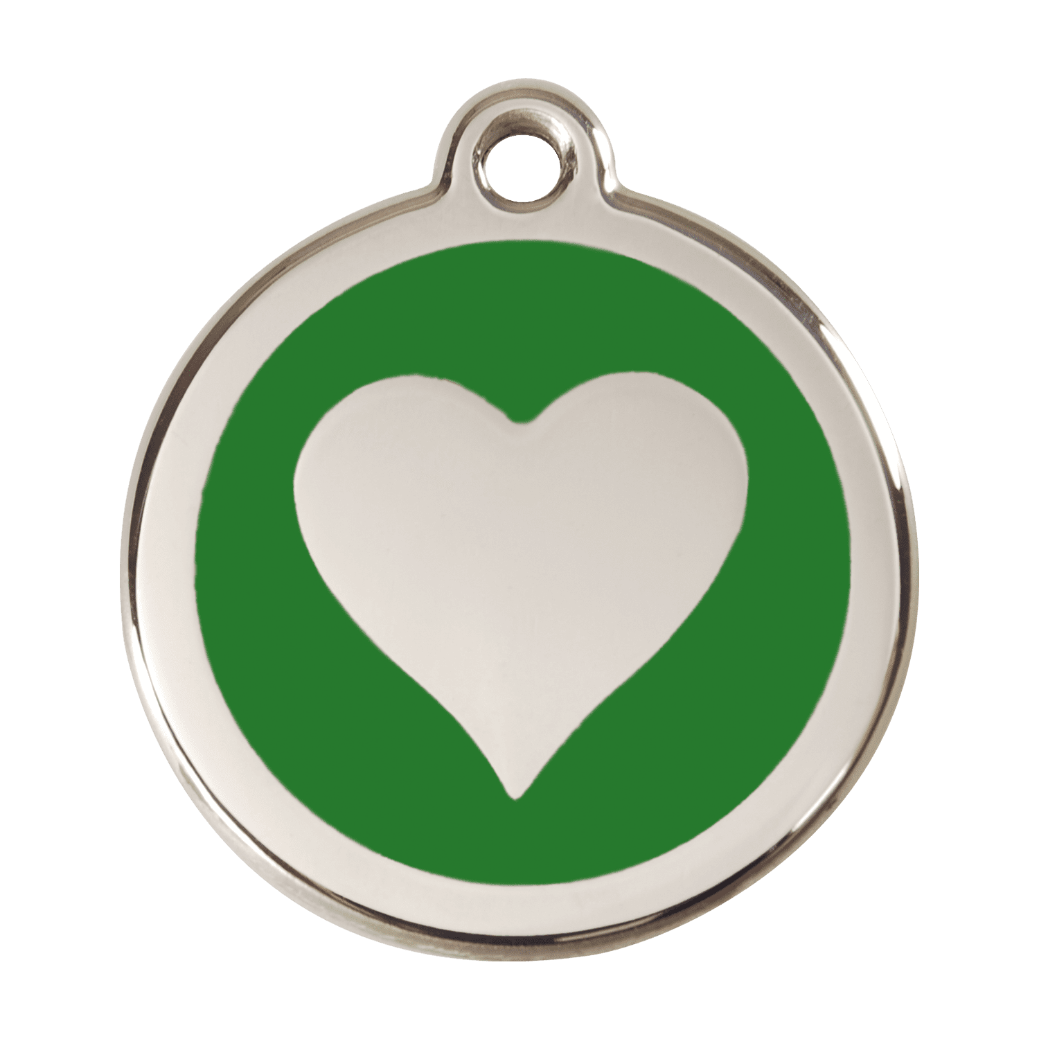 Vue avant - Médaille personnalisable Red Dingo cœur vert en émail et acier inoxydable - Größe L