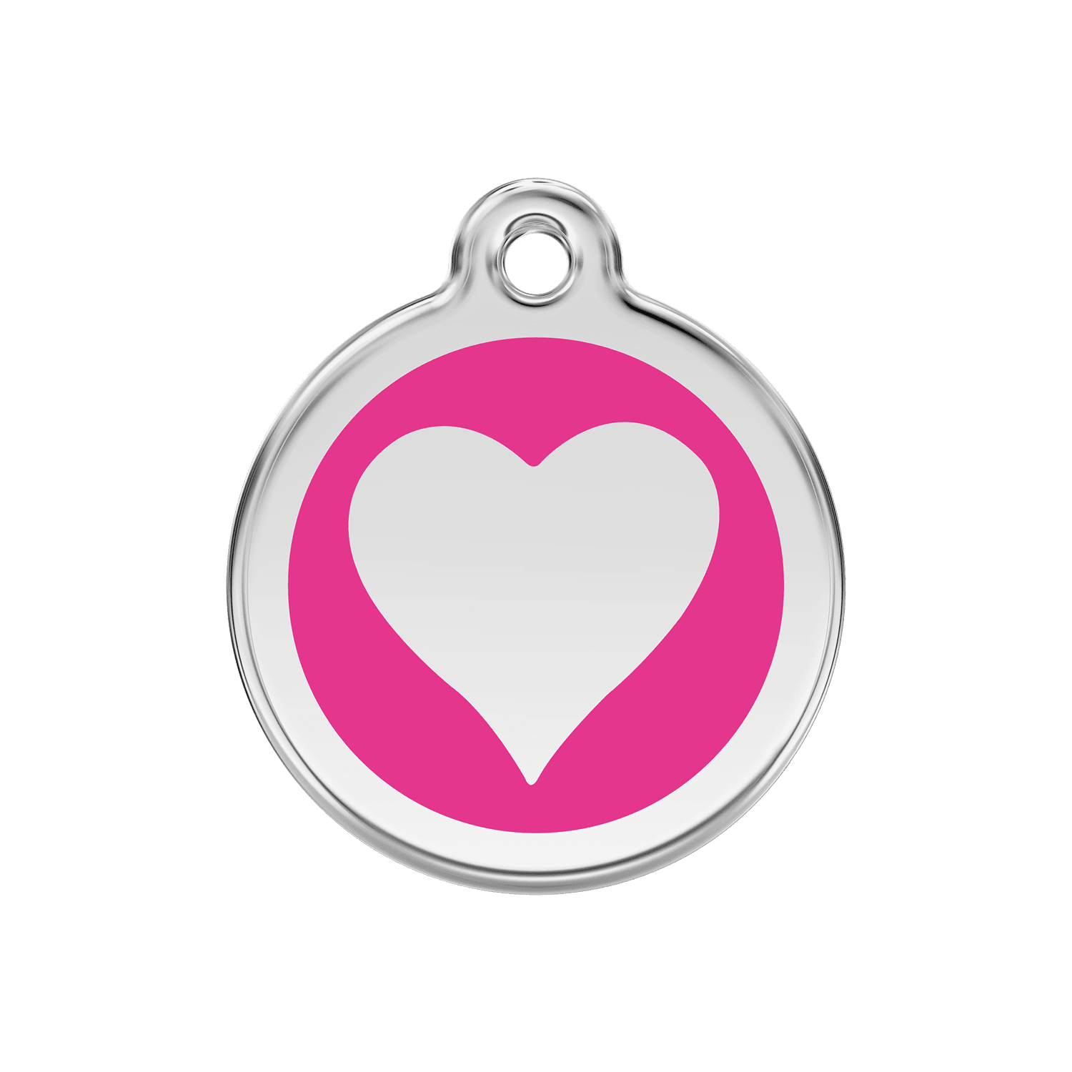 Vue avant - Médaille personnalisée pour chien Red Dingo cœur rose vif en émail et acier inoxydable - Größe M