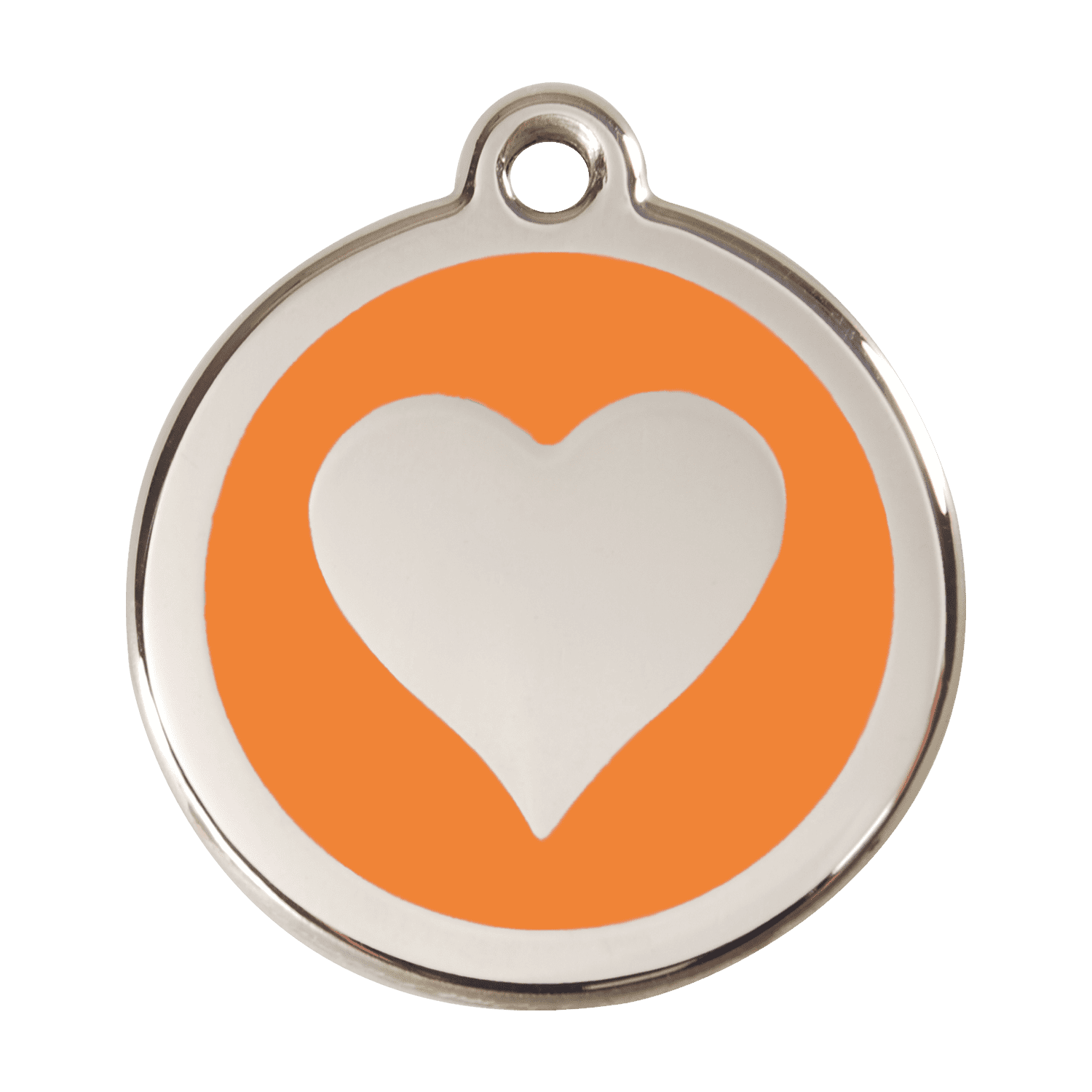 Vue avant - Médaille personnalisable pour chien Red Dingo Émail et acier inoxydable - Motif cœur - Orange - Größe L