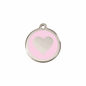 Katzenmarke Herz in Rosa Emaille, klein 20 mm