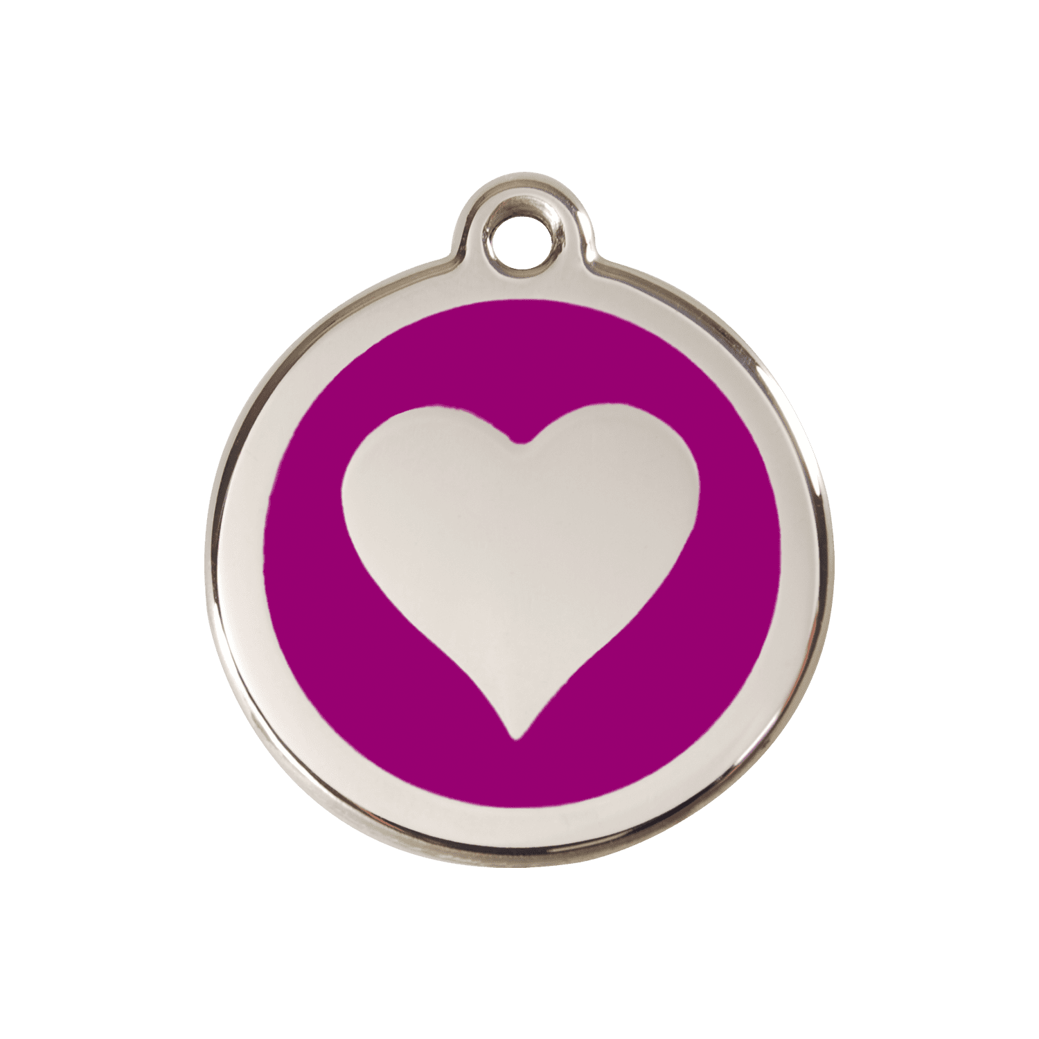 Vue avant - Médaille personnalisée pour chien Red Dingo cœur violet en émail et acier inoxydable - Größe M