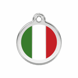 Hundemarke mit italienischer Flagge, Größe M, Emaille & Edelstahl