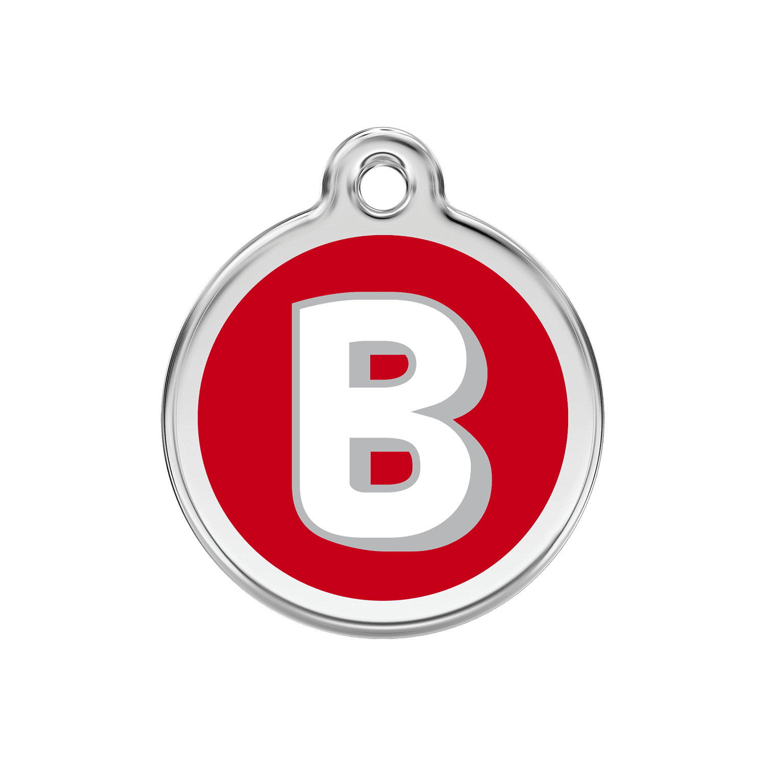 Vue avant - Médaille personnalisable Red Dingo Émail et acier inoxydable - Lettre B - Rouge - Größe M