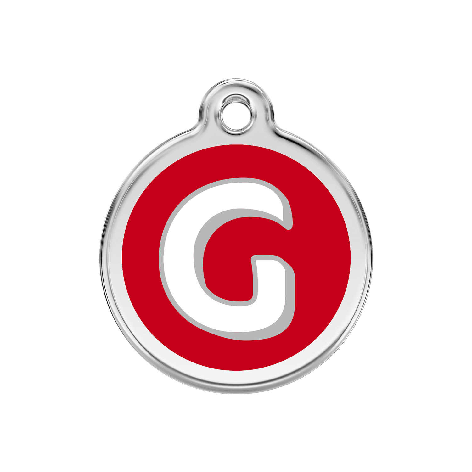 Vue avant - Médaille personnalisée Red Dingo Émail et acier inoxydable - Lettre G - Rouge - Größe M