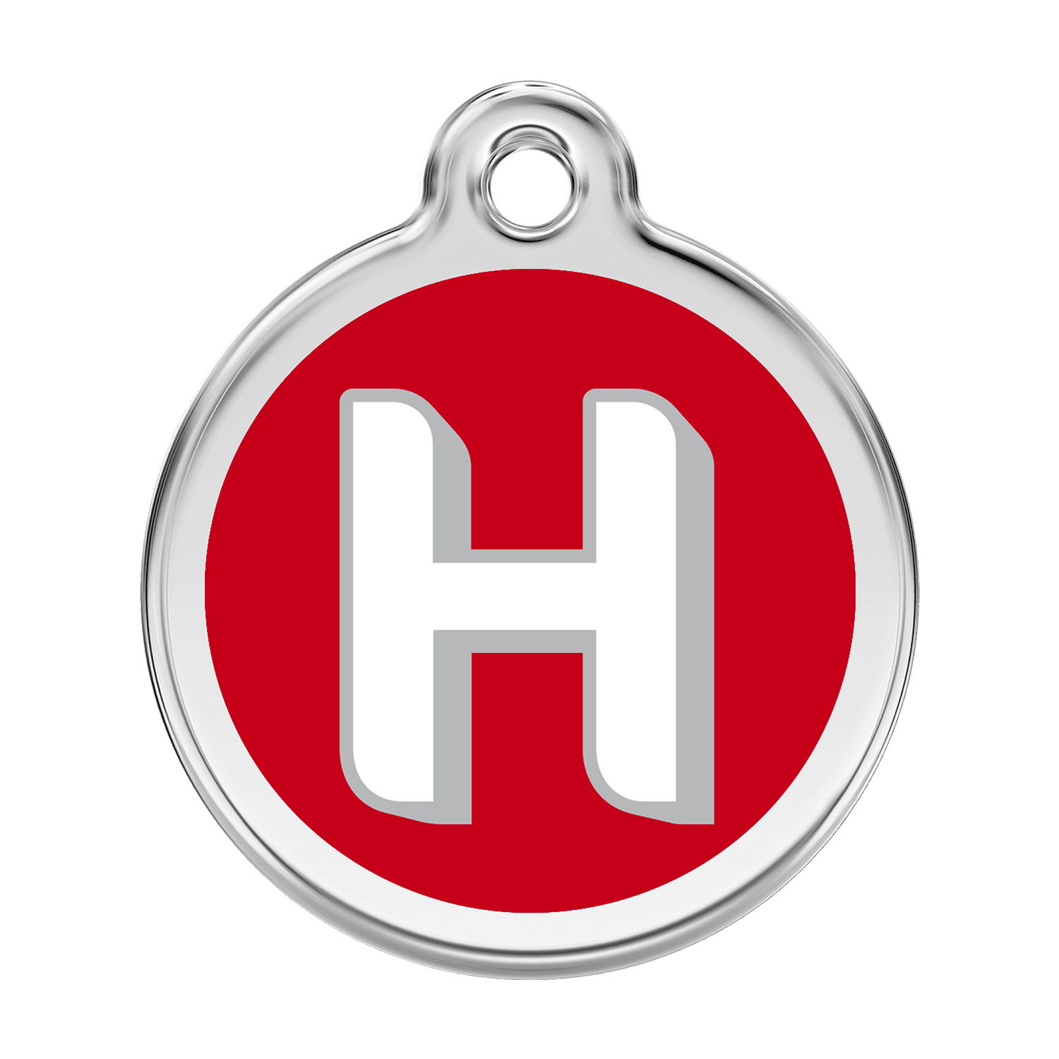 Vue avant - Médaille personnalisée pour chien Red Dingo H rouge en émail et acier inoxydable - Größe L