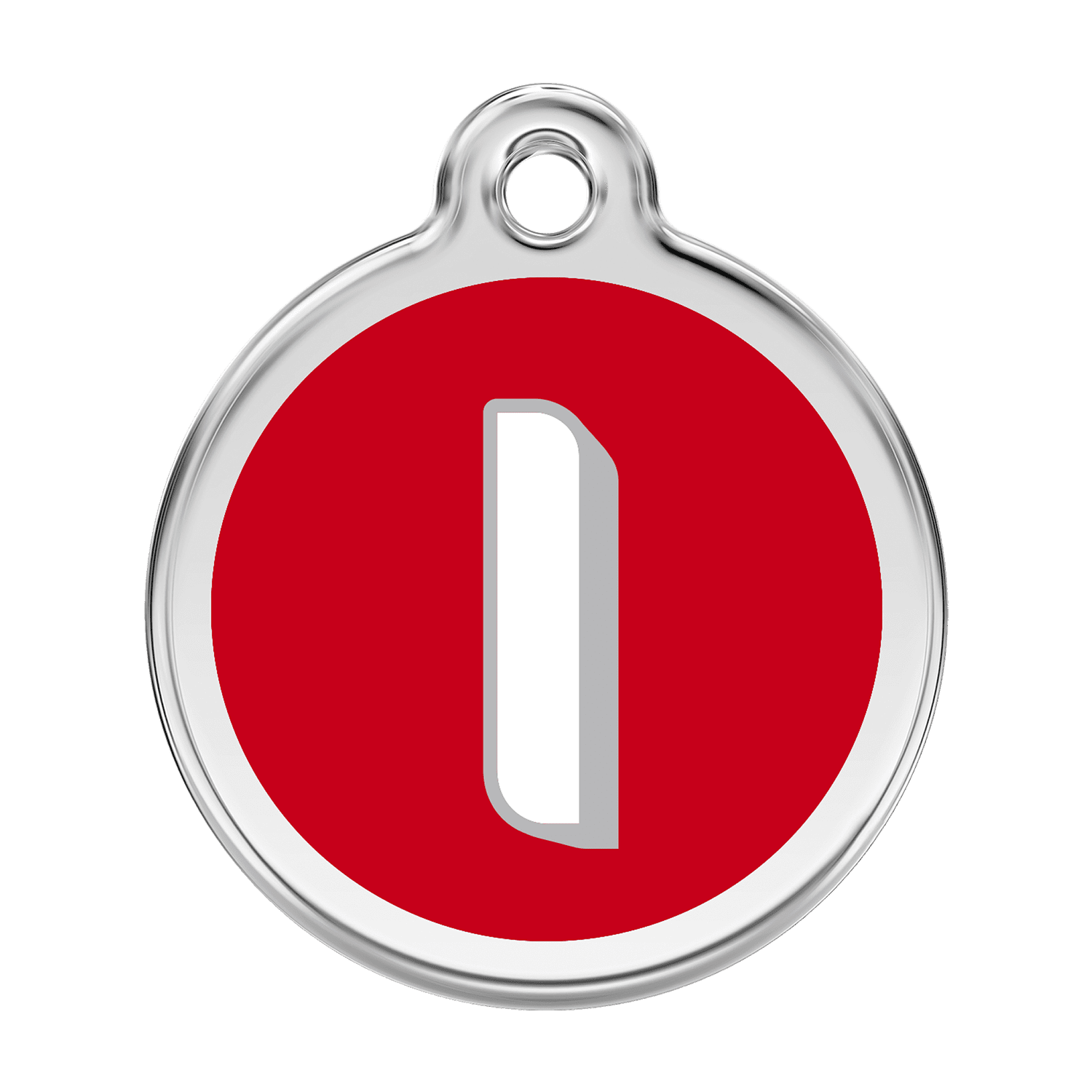 Vue avant - Médaille personnalisée Red Dingo Émail et acier inoxydable - Lettre I - Rouge - Größe L